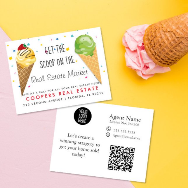 Carte Postale Faire-part immobilier glaces crème scoop références Faire-par (Créateur téléchargé)