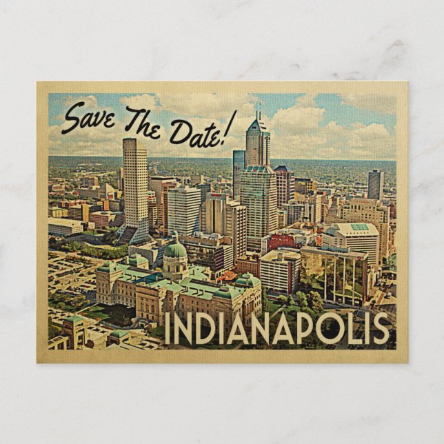 Carte Postale Faire-part Indianapolis Sauver La Date Indiana (Devant)
