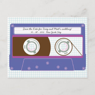 Carte Postale Faire-part Indie Mixtape (Indigo/Purple) Enregistrer la date