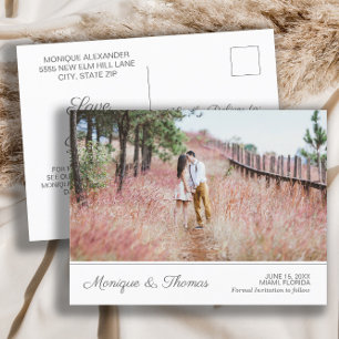 Carte Postale Faire-part Informations sur le site Web pour la photo de fian