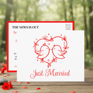 Carte Postale Faire-part Inséparables Bohème Cœur Rouge Amour Mariage Marié