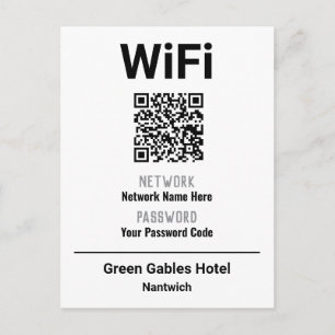 Carte Postale Faire-part Instructions WiFi avec code QR