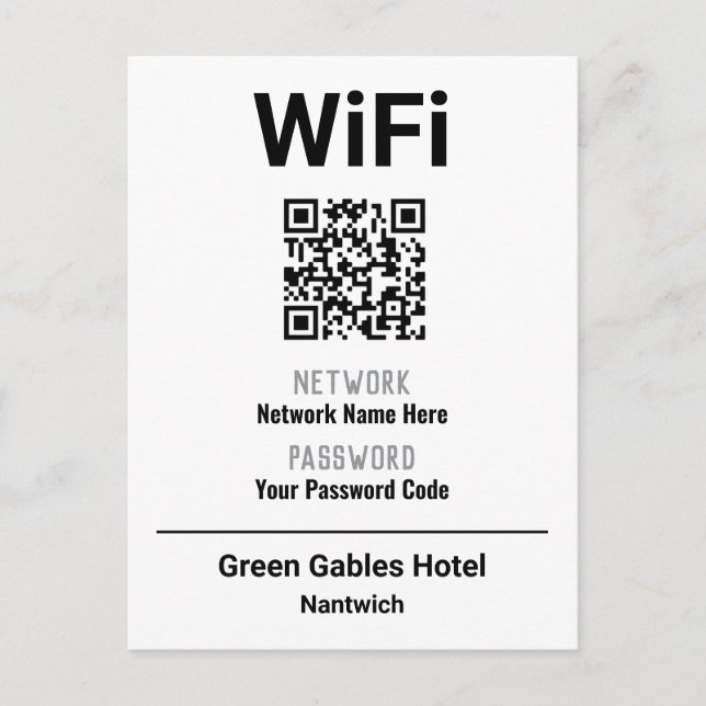 Carte Postale Faire-part Instructions WiFi avec code QR (Devant)