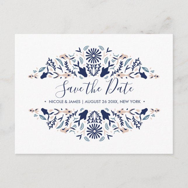 Carte Postale Faire-part Internationale > Japonais | Koi Fish Blue Wedding  (Devant)