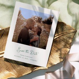 Carte Postale Faire-part Ivory et Sage Green Photo   Code QR Enregistrer La