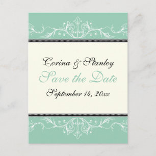 Carte Postale Faire-part Jade d'ornement, mariage d'ivoire Enregistrer la d