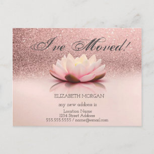 Carte Postale Faire-part J'ai déménagé, fleur de lotus paillettes  Nouvelle