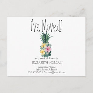 Carte Postale Faire-part J'ai déménagé, Fleurs tropicales d'ananas Nouvelle