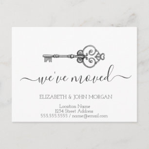 Carte Postale Faire-part J'ai déplacé la clé Grey Nouvelle adresse