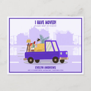 Carte Postale Faire-part J'ai Déplacé La Voiture Violette Sur La Route En M