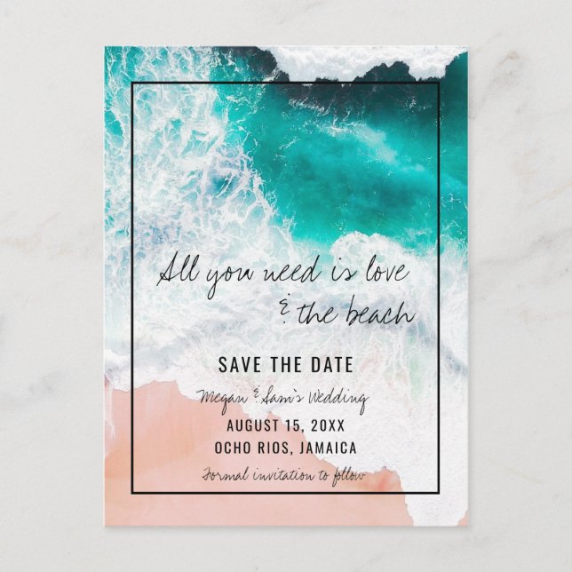 Carte Postale Faire-part Jamaica Beach Wedding Sauvez la date (Devant)