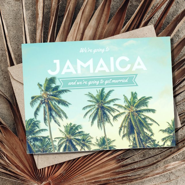 Carte Postale Faire-part Jamaica Tropical Beach Wedding Sauvez les dates (Créateur téléchargé)
