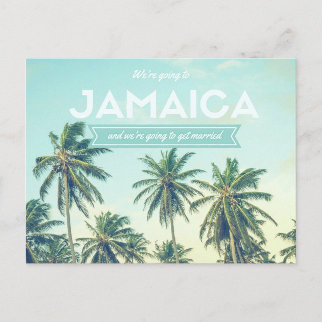 Carte Postale Faire-part Jamaïcain : un mariage tropical sur la plage sauve (Devant)