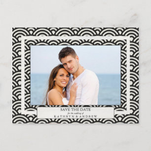 Carte Postale Faire-part Japon Seigaiha Vagues Enregistrer La Date Photogra