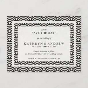 Carte Postale Faire-part Japon Seigaiha Vagues Sauvez La Date Pas De Photo