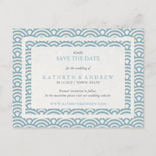 Carte Postale Faire-part Japon Seigaiha Vagues Sauvez La Date Pas De Photo