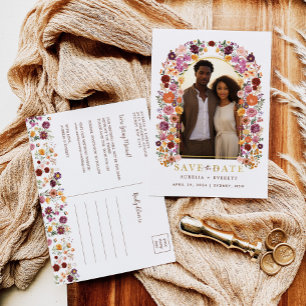 Carte Postale Faire-part Jardin Fleur sauvage coloré Photo Enregistrer la d