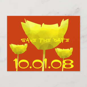 Carte Postale Faire-part Jaune et corail Enregistrer la date Poppy