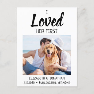 Carte Postale Faire-part Je l'ai aimée en premier Photo Chien Mariage Écono