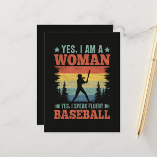 Carte Postale Faire-part Je parle couramment le baseball Joueuse Fan