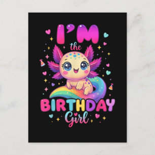 Carte Postale Faire-part Je suis l'Axolotl de la fille d'anniversaire