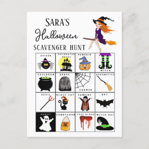 Carte Postale Faire-part jeu de chasse au trésor pour la fête d'Halloween