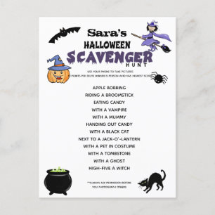 Carte Postale Faire-part jeu de chasse au trésor pour la fête d'Halloween