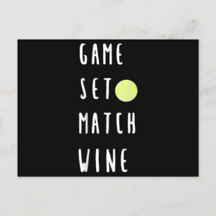 Carte Postale Faire-part Jeu Set Match Vin Amateur de Vin Joueur de Tennis