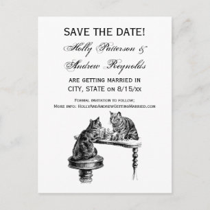 Carte Postale Faire-part Jeux de société : Deux chats jouant une partie d'é