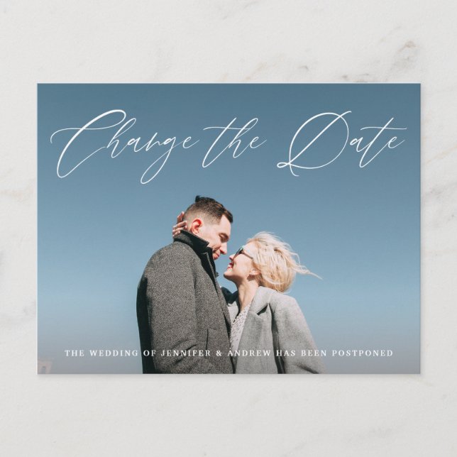 Carte Postale Faire-part Joli changement de date de photo de script (Devant)