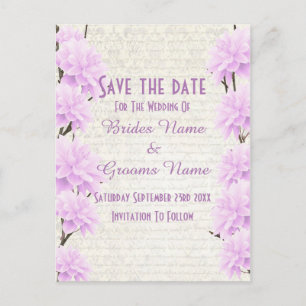 Carte Postale Faire-part Joli floral lilas pâle enregistrer la date