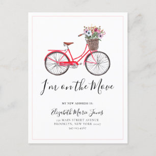 Carte Postale Faire-part Jolie Déplacement Fleurs Vélo Nouvelle Adresse Dém