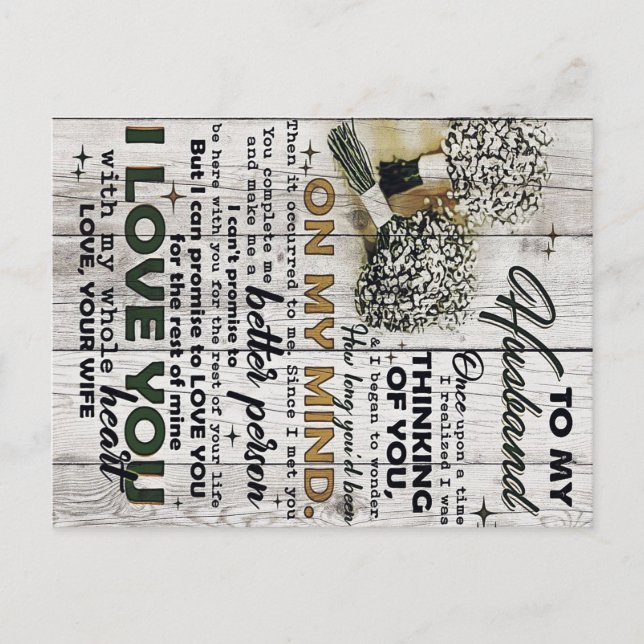 Carte Postale Faire-part Jolie Lettre pour le Mari | Cadeau Charmant | Fête (Devant)