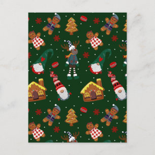 Carte Postale Faire-part Jolis gnomes en pain d'épice de Noël pour une fête