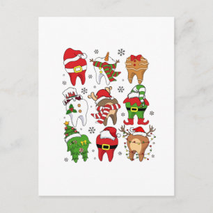 Carte Postale Faire-part Jolis personnages de dent de Noël dentaire de Noël