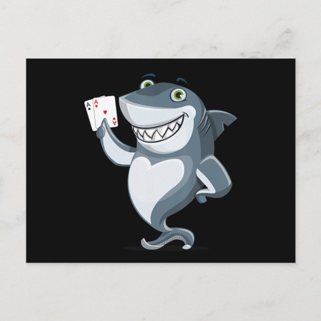 Carte Postale Faire-part Joueur de poker requin - Cadeau drôle de poker (Devant)