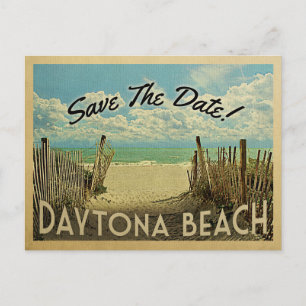 Carte Postale Faire-part Jour de Beach Daytona Enregistrer la Date Vintage 