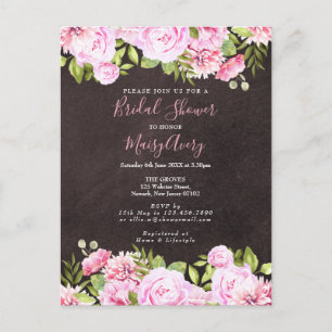 Carte Postale Faire-part Journée de mariage champêtre à l'aquarelle sur tab