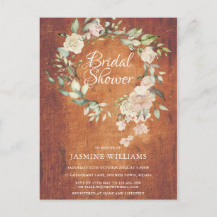 Carte Postale Faire-part Journée de mariage rustique aquarelle florale scri