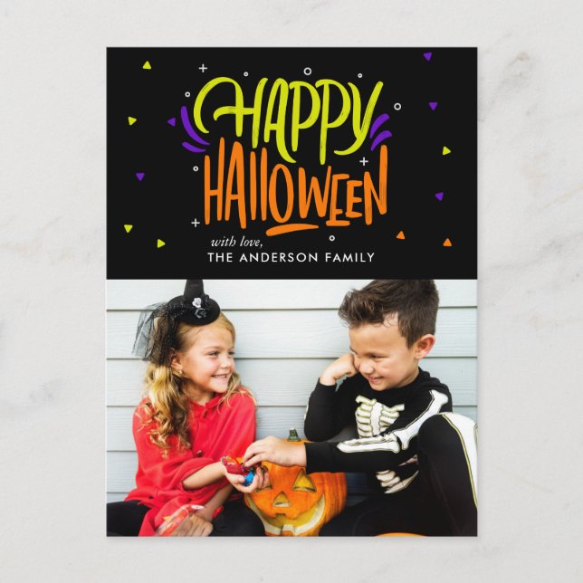 Carte Postale Faire-part Joyeuse et amusante "Joyeux Halloween" Fête de fam (Devant)