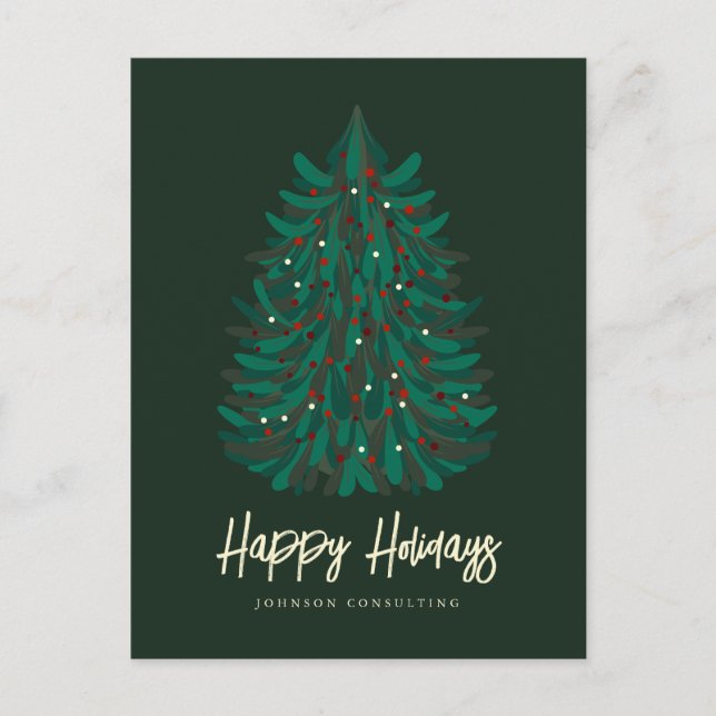 Carte Postale Faire-part Joyeuses Fêtes Moderne Sapin de Noël Simple (Devant)