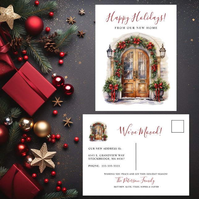 Carte Postale Faire-part Joyeuses Fêtes Nouvelle Maison Porte d'Entrée Démé (Créateur téléchargé)