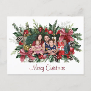 Carte Postale Faire-part Joyeux Noël Famille Noël Photo Père Noël