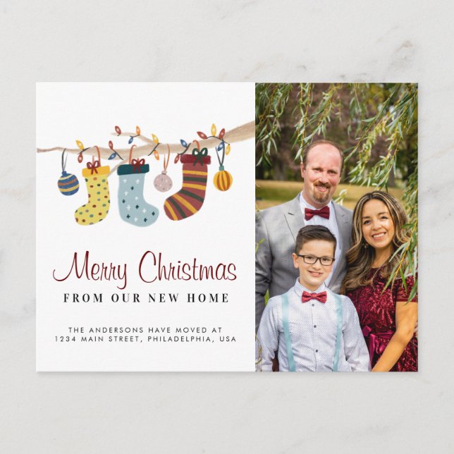 Carte Postale Faire-part Joyeux Noël Nouveau Accueil Photo Déménagement (Devant)
