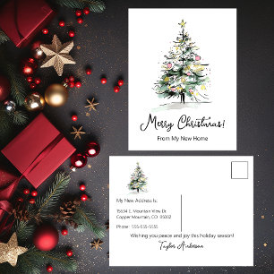 Carte Postale Faire-part Joyeux Noël Nouvelle Maison Arbre de Noël Moderne