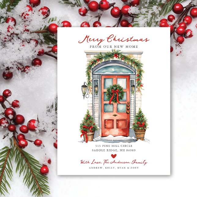 Carte Postale Faire-part Joyeux Noël Nouvelle maison Porte de déménagement (Créateur téléchargé)