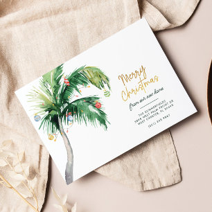 Carte Postale Faire-part Joyeux Noël Palm Tree Holiday Moving