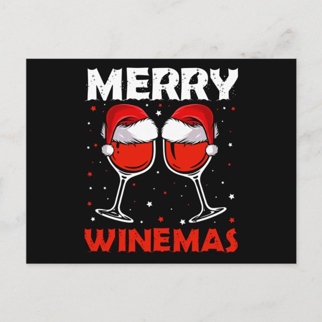 Carte Postale Faire-part Joyeux Noël Vin Rouge Noël Moche Amoureux du Vin (Devant)