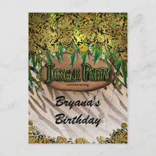 Carte Postale Faire-part JUNGLE PARTY Flyer Anniversaire Imprimé Animal Gla