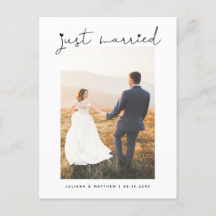 Carte Postale Faire-part Juste Marié Coeur Mariage de script moderne